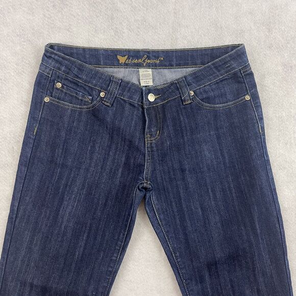 Wet Seal Jeans Womens Size 9 Blue Straight Leg Lo Rise Dark Wash Denim 28x27 - Picture 9 of 14